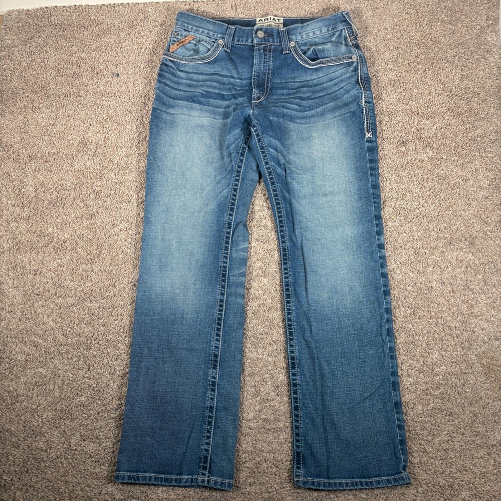Ariat M4 Relaxed Boot Cut Jeans Mens 32x32 Blue Medium Wash Stretch Denim